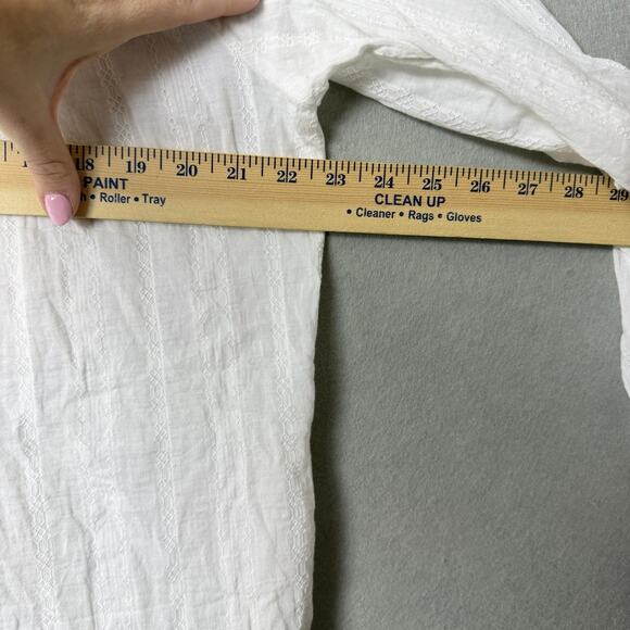 Blue Island White Long Sleeve Gauze Tunic Beach Swim Cover Up Top 100% Cotton M - Picture 10 of 10